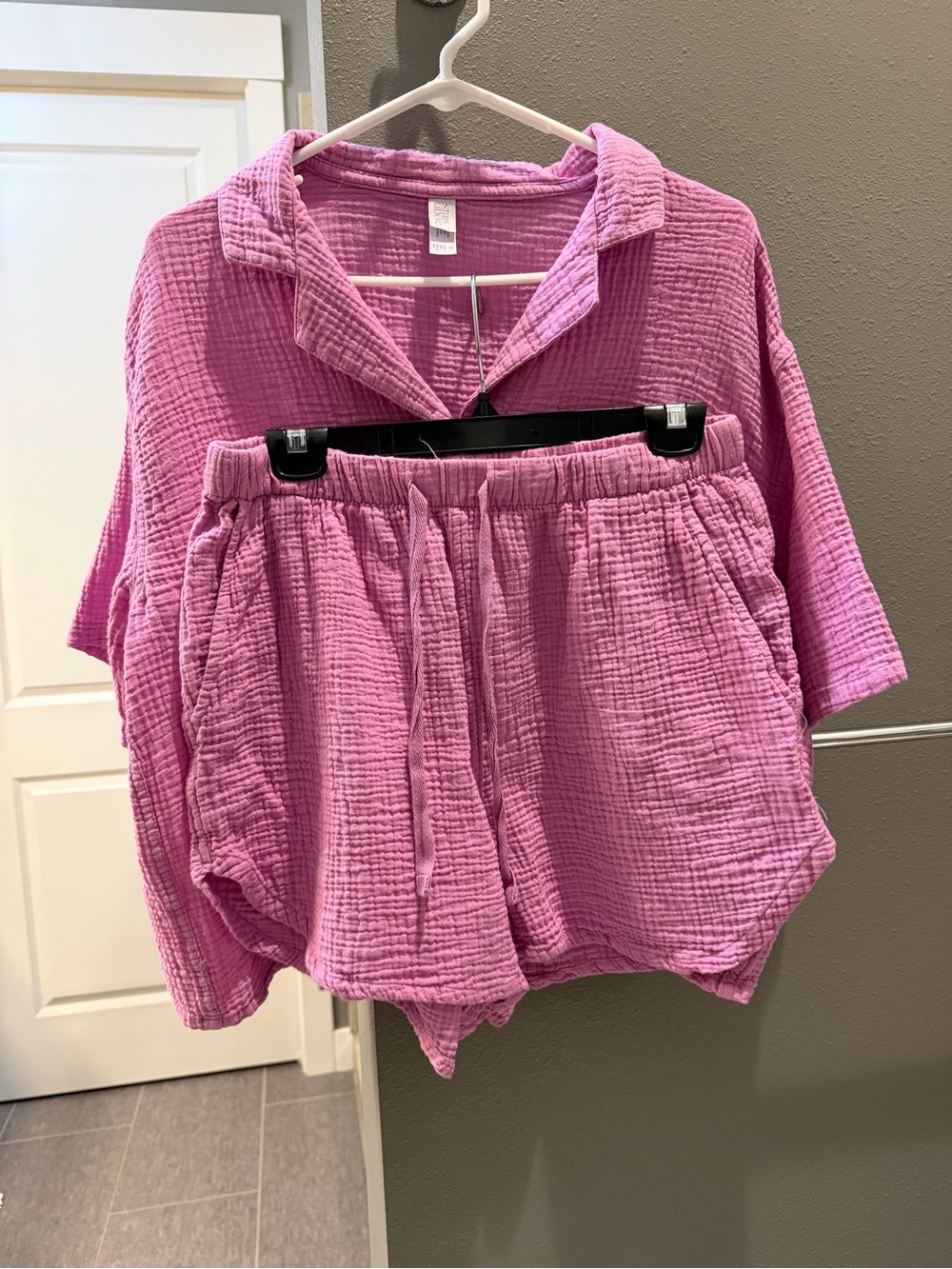 stars above Pink Gauze Button-Down Lounge Top